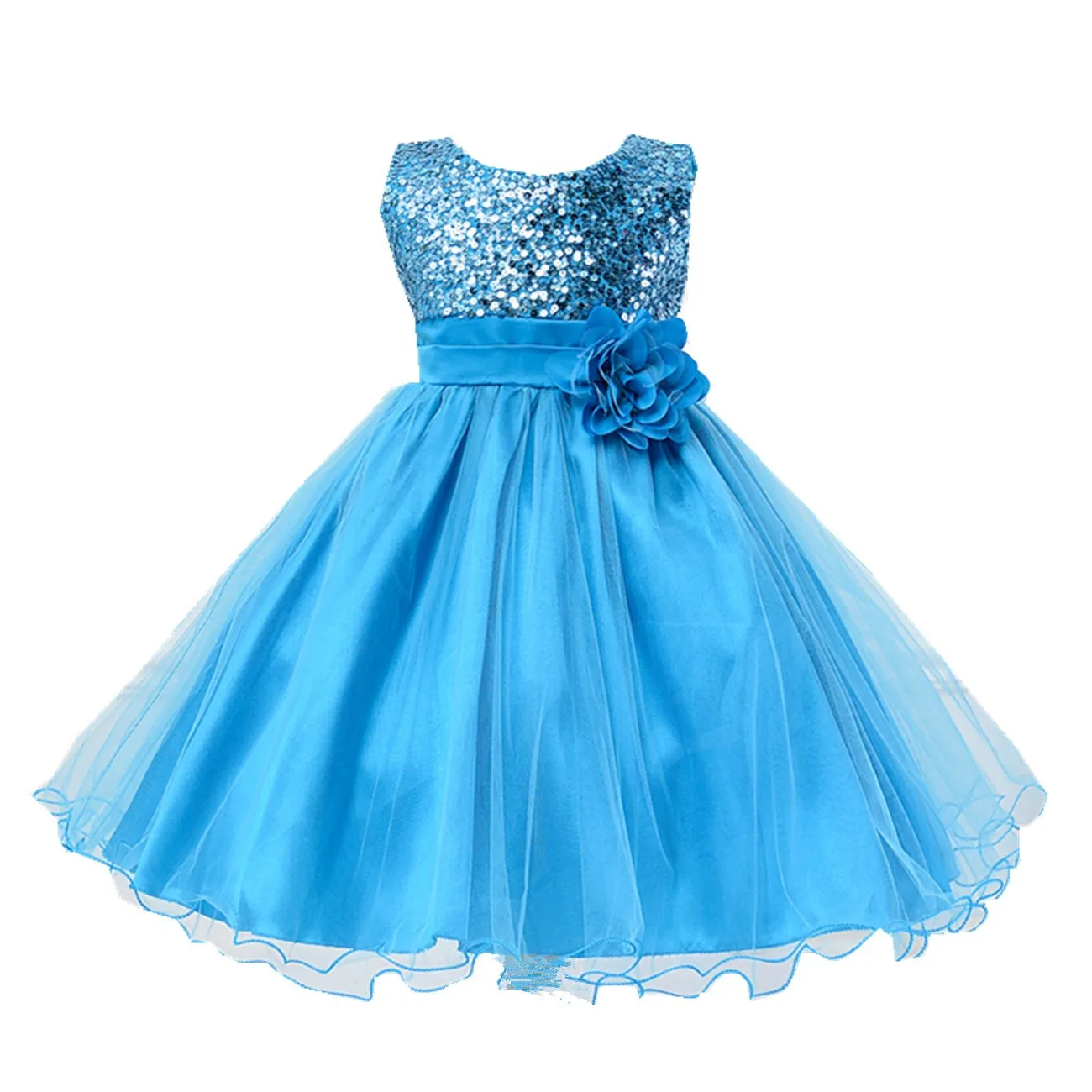

Girls' gift 10-color sequined dress flower belt mesh Pengpeng presided over the performance skirt dress