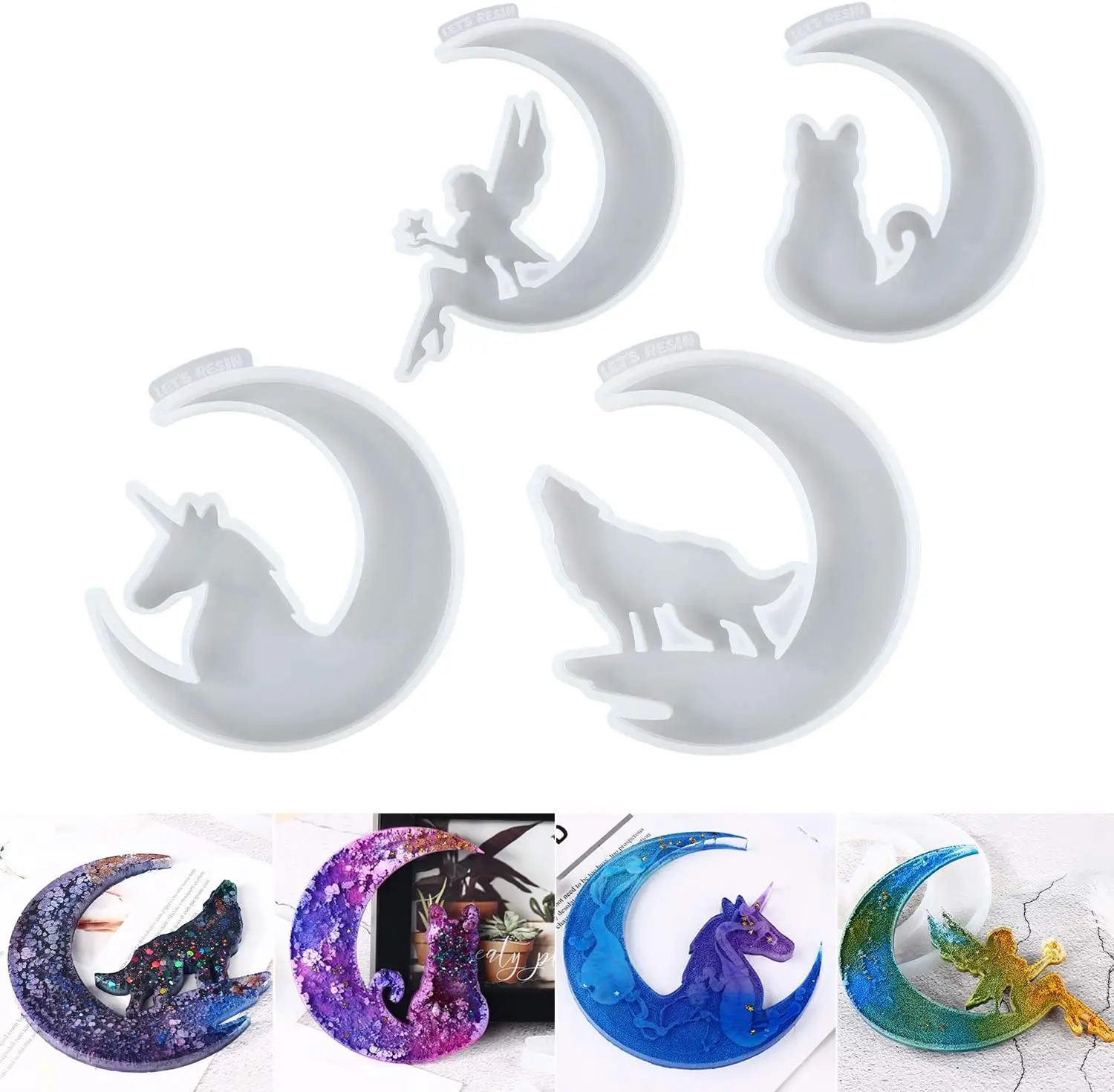 DIY Pendant Silicone Mold Moon Wolf Mermaid Princess Silicone Mold For Epoxy Resin Jewelry Accessories