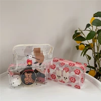 ins cartoon simple style zipper pencil case transparent pvc large capacity girl cosmetic storage bag school supplies stationery