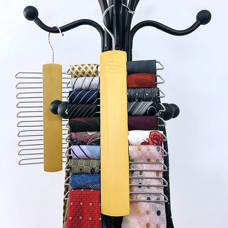 

Tie Rack Hanger Non-slip for Leather Tie Bag Storage Rack with Hook Storage Baskets