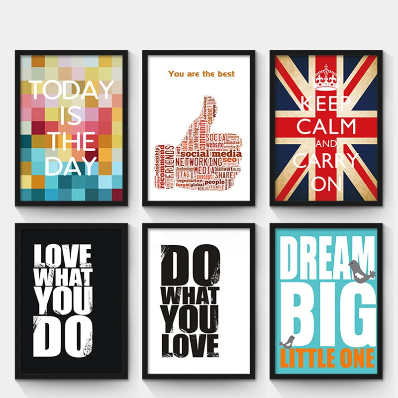 

Inspirational Words Canvas Painting Office Poster Murals Retro Cafe Decorative Wall Paintings Modern Living Room Home Decor