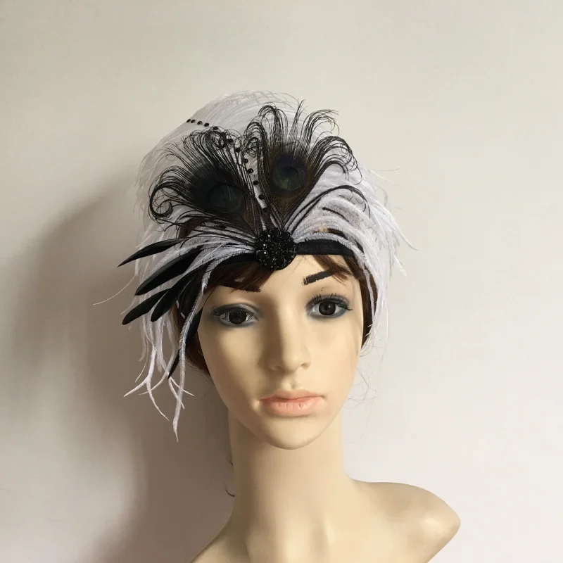 

1920s Flapper Costume Headband Party Fancy Dress Feather Headpiece