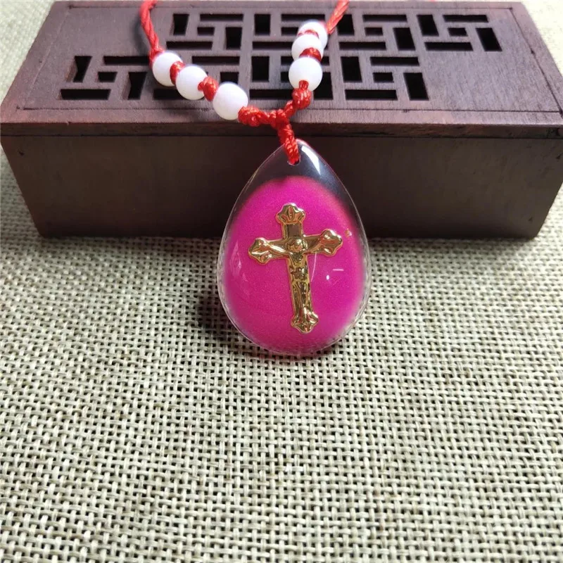 

Luminous Cross Men's Necklace, Pendant Christ Jesus Cross Women's Necklace, Pendant Catholic Holy Cross Holy Card