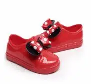 Красный Melissa/; пластиковые сандалии для девочек и мальчиков; детская водонепроницаемая обувь из лакированной кожи; обувь маленькой принцессы; Студенческая кружевная обувь - Цвет: Красный