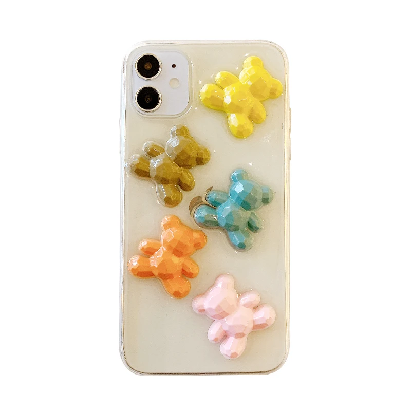 

Cute Cartoons 3D color Bear girl Phone Cover Case For Iphone X 11 pro Xs Max Xr 10 8 7 Plus se 4.7 Luxury soft Coque Fundas