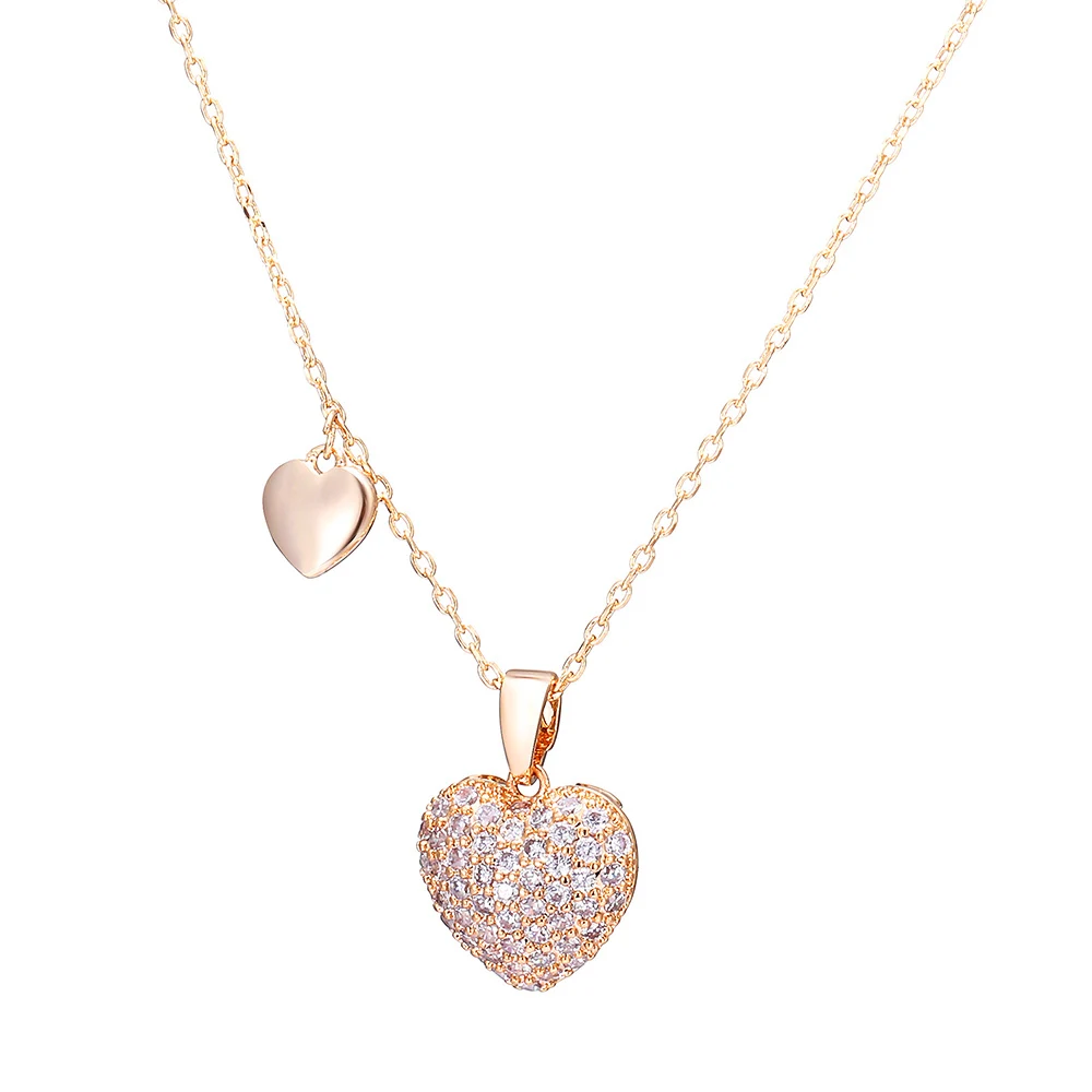 

2020 New Female Fashion CZ Heart Necklace Pendant Short Gold Chain Necklace Gold Silvery Choker Necklace Jewelry Charm Gifts