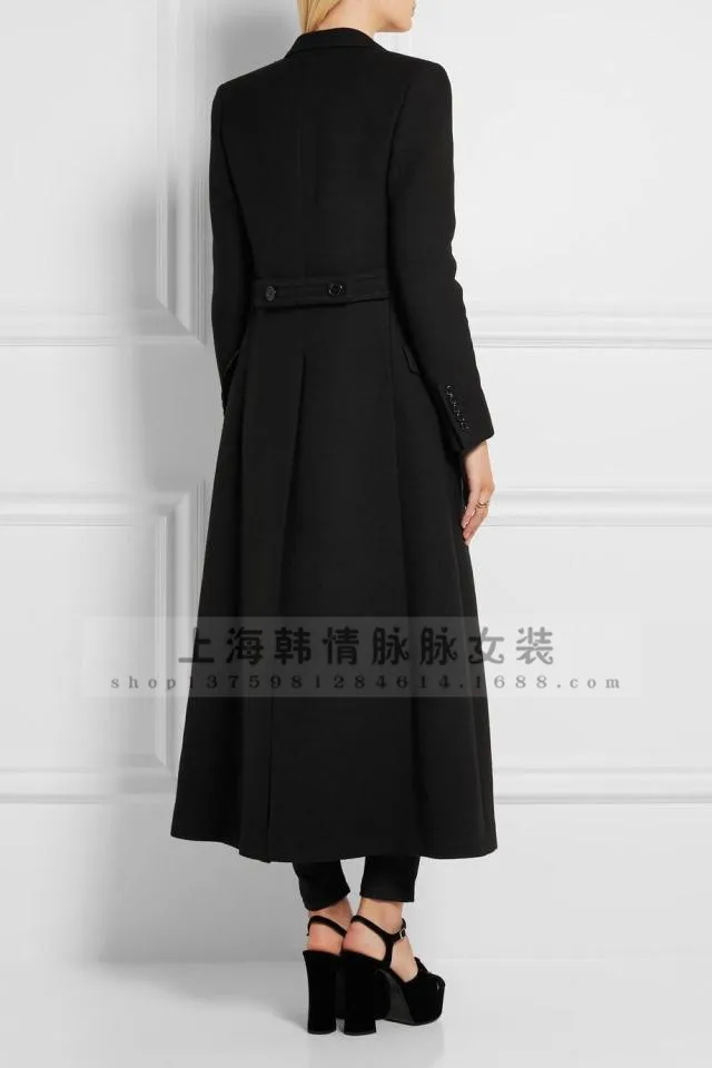 Fashion Solid Long Wool Coat Slim Office Lady Wool Blend Coat and Jacket Double Breasted Women Coats Autumn Winter
