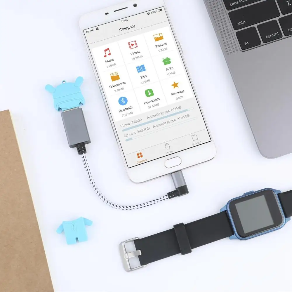 Адаптер Micro USB OTG переходник CableCreation с левым углом от к разъему совместимый игровым