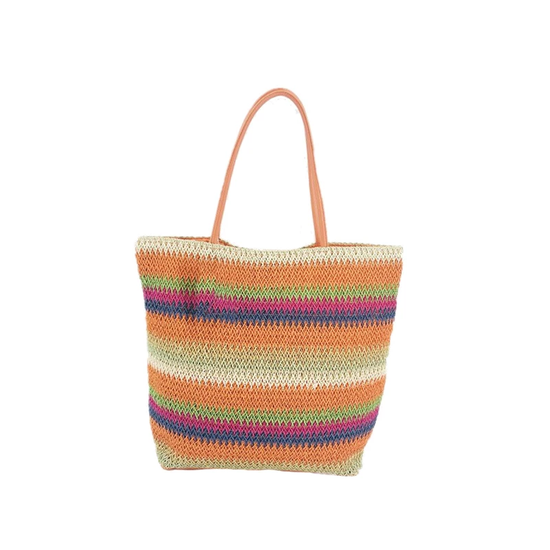 Женская Соломенная Сумочка ярких цветов популярная пляжная сумка через плечо