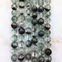 top quality smooth round natural green moss phantom crystal stone 6 8 10mm raw polished loose beads quartz phantom gem jewelry