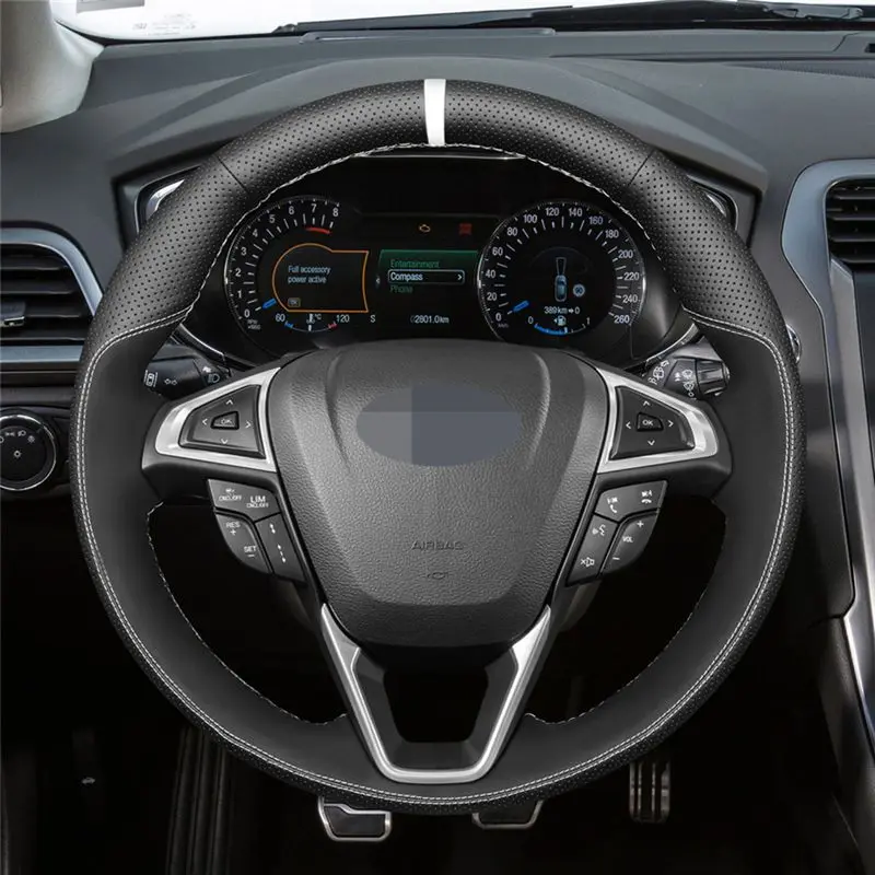 

Чехол рулевого колеса из натуральной кожи для Ford Mondeo 2014-2020 Edge Galaxy S-Max 2015 2016-2020