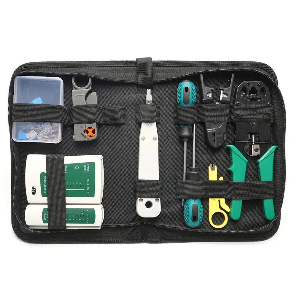 

14pcs/Set RJ11 RJ45 RJ12 Cable LAN Tester Crimp Plier Crimper Plug Clamp Portable Ethernet Network Repair Tool