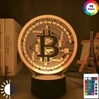Акриловый светодиодный ночсветильник Биткоин для комнаты, декоративный ночсветильник, сенсорный датчик, 7 цветов, меняющий батарею, настольный ночник 3d