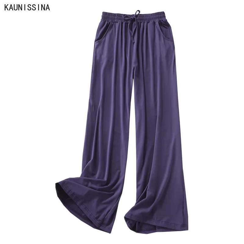 

Women Sleepwear Wide Leg Pajama Pants Elastic Waist Long Pant Sleep Loose Autumn Bottom Sleeping Bottoms Home Wear Nightwear