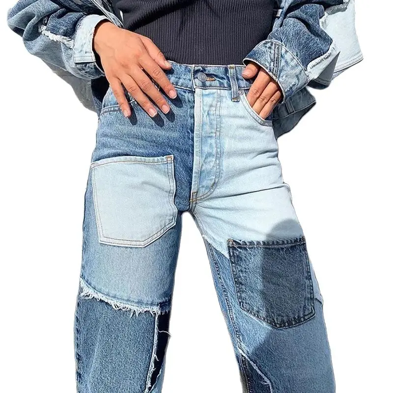 

Fashion Women's New High Waist Slim Fit Matching Casual Straight Jeans