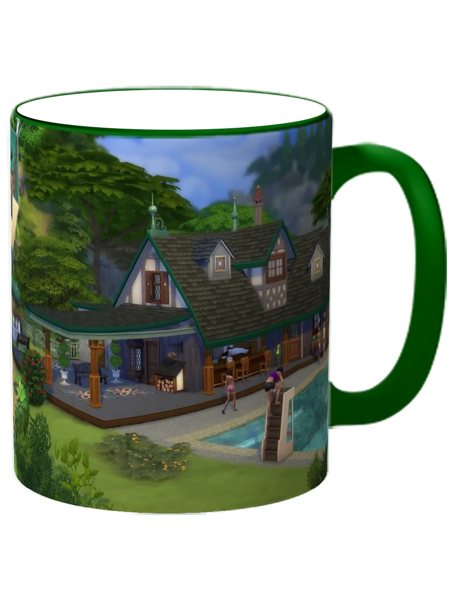 Кружка с ободком The Sims облака пальмы девушки|Кружки| |