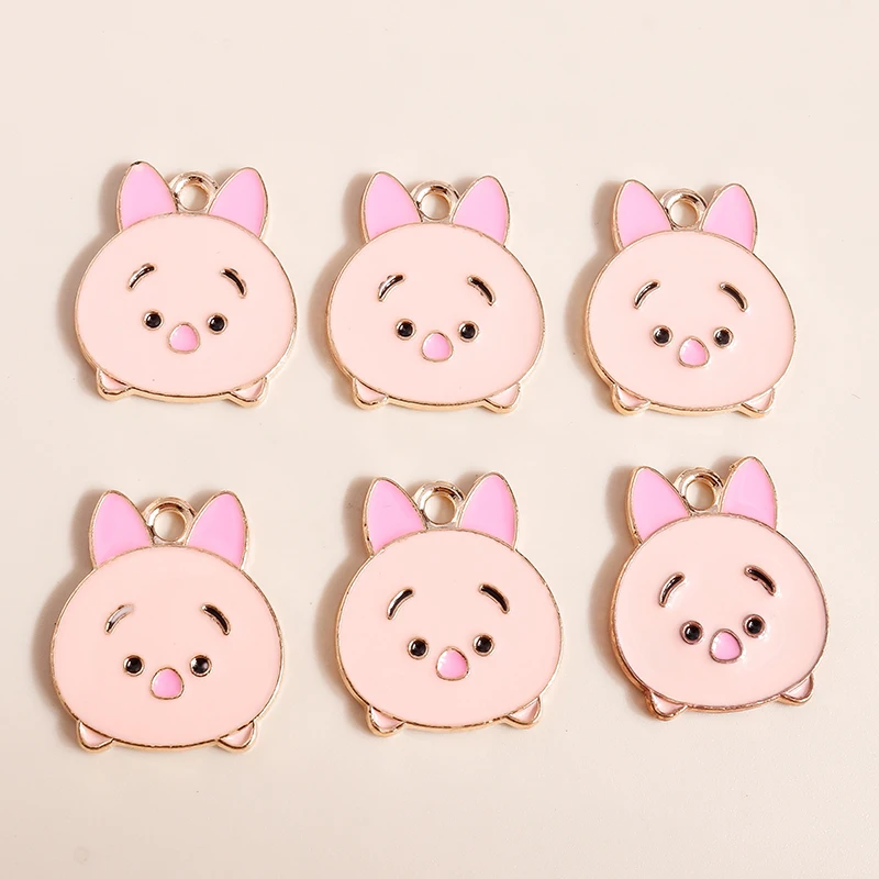 

10pcs 20*18mm Enamel Pink Pig Charms for Earrings Bracelet Making Accessories Animal Pig Charms Pendants Necklace Diy Jewelry