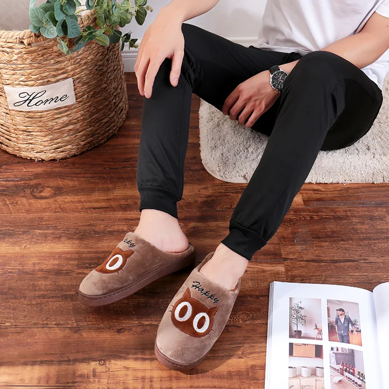 Домашняя обувь хлопковая на толстой подошве осенне зимние ботинки женская для