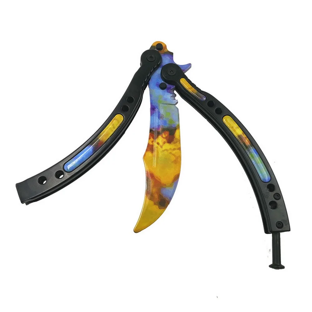 

CSGO American Butterfly Knife Butterfly Practice Training Knife Practice Knife Unblade Colorful flame pattern butterfly knife