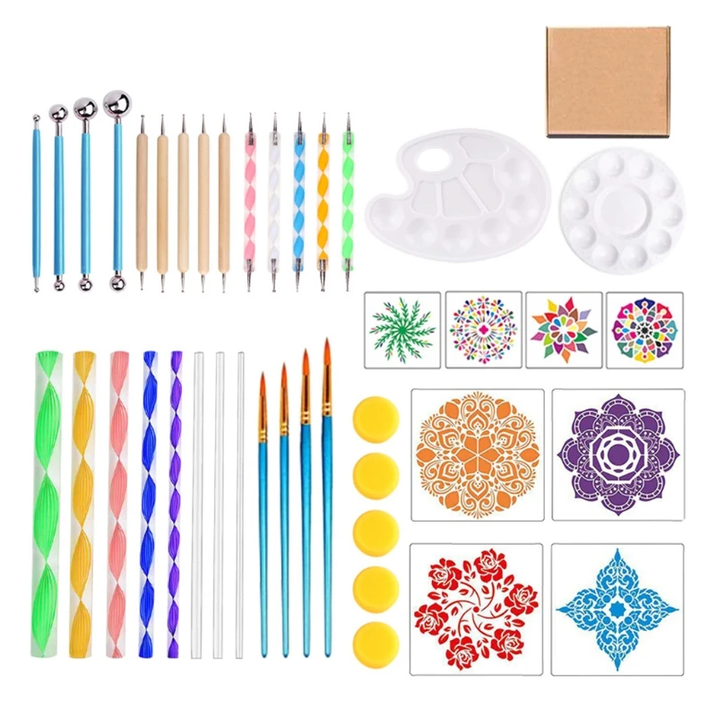 

MOLB Mandala Dotting Tools Painting Kit Rock Dot Paint Stencils Tool Set Art Craft Su