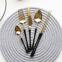 black gold cutlery set luxury dinnerware 424 pieces mirror polishing tableware 304 stainless steel dinner knife fork