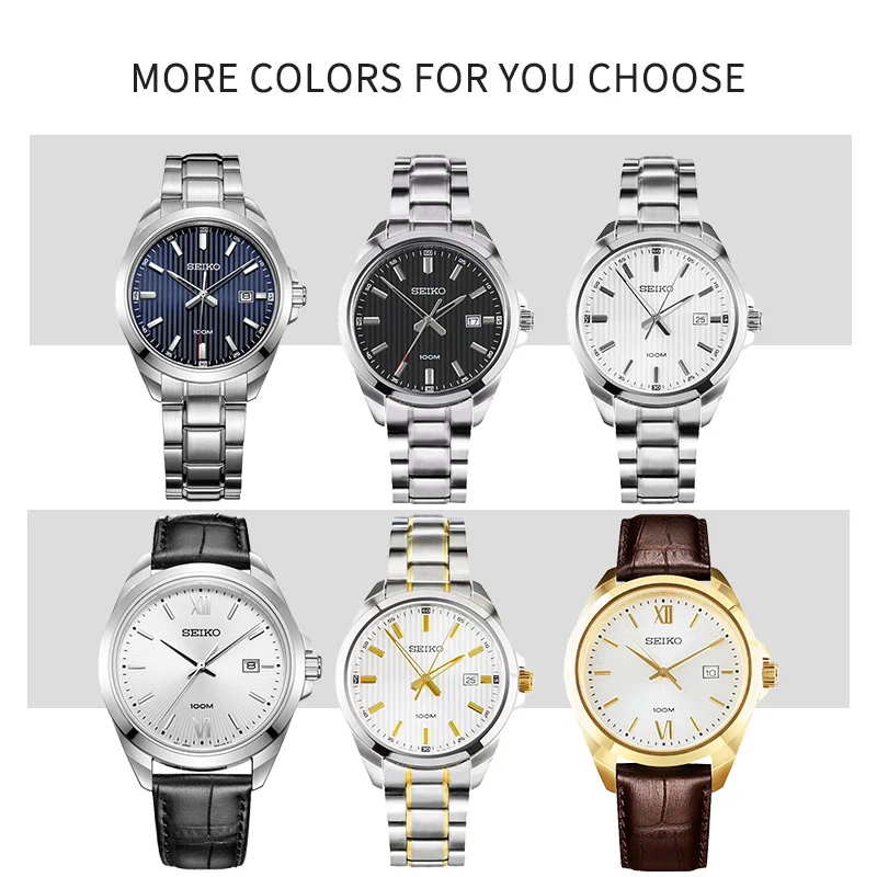 SEIKO Официальный продукт часы Мужские Простые кварцевые часы бизнес тренд мужские часы водонепроницаемые мужские наручные часы