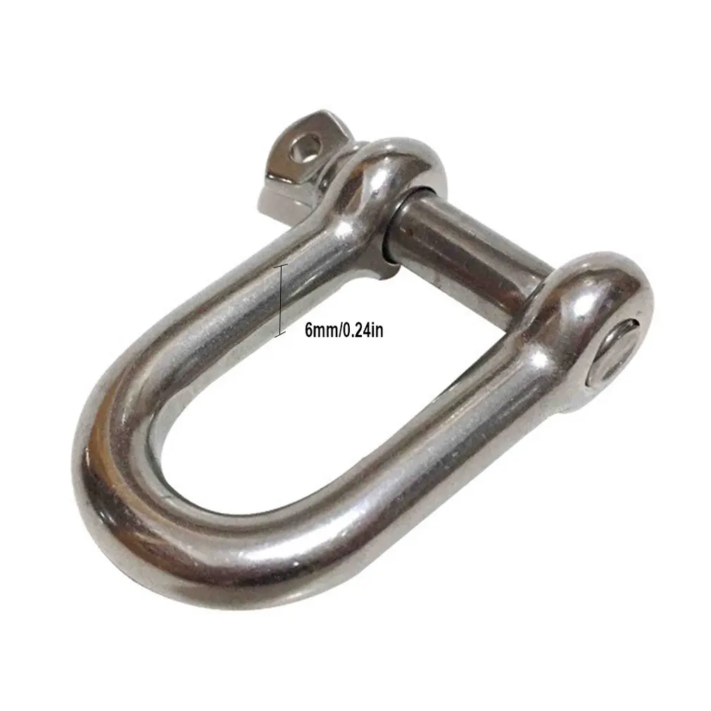 

Stainless Steel Safety Insurance Hook Hook Bearing Plate Type D Shackle 6mm Marine Hardware Accessories