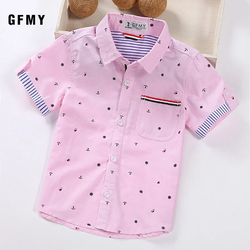 pink GFMY/ Лидер продаж детская одежда футболки в повседневном стиле, солидные футболки из хлопка с короткими рукавами для мальчиков, рубашки для От 2 до 14 лет декорации с лентой для маленьких детей; рубашки - Цвет: pink