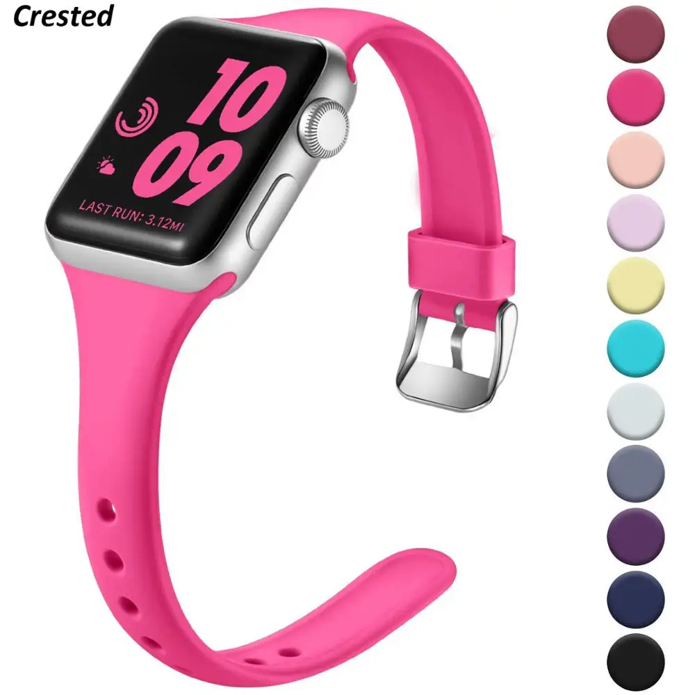 Силиконовый ремешок для Apple Watch 38 мм 42 тонкий резиновый смарт Браслет спортивный