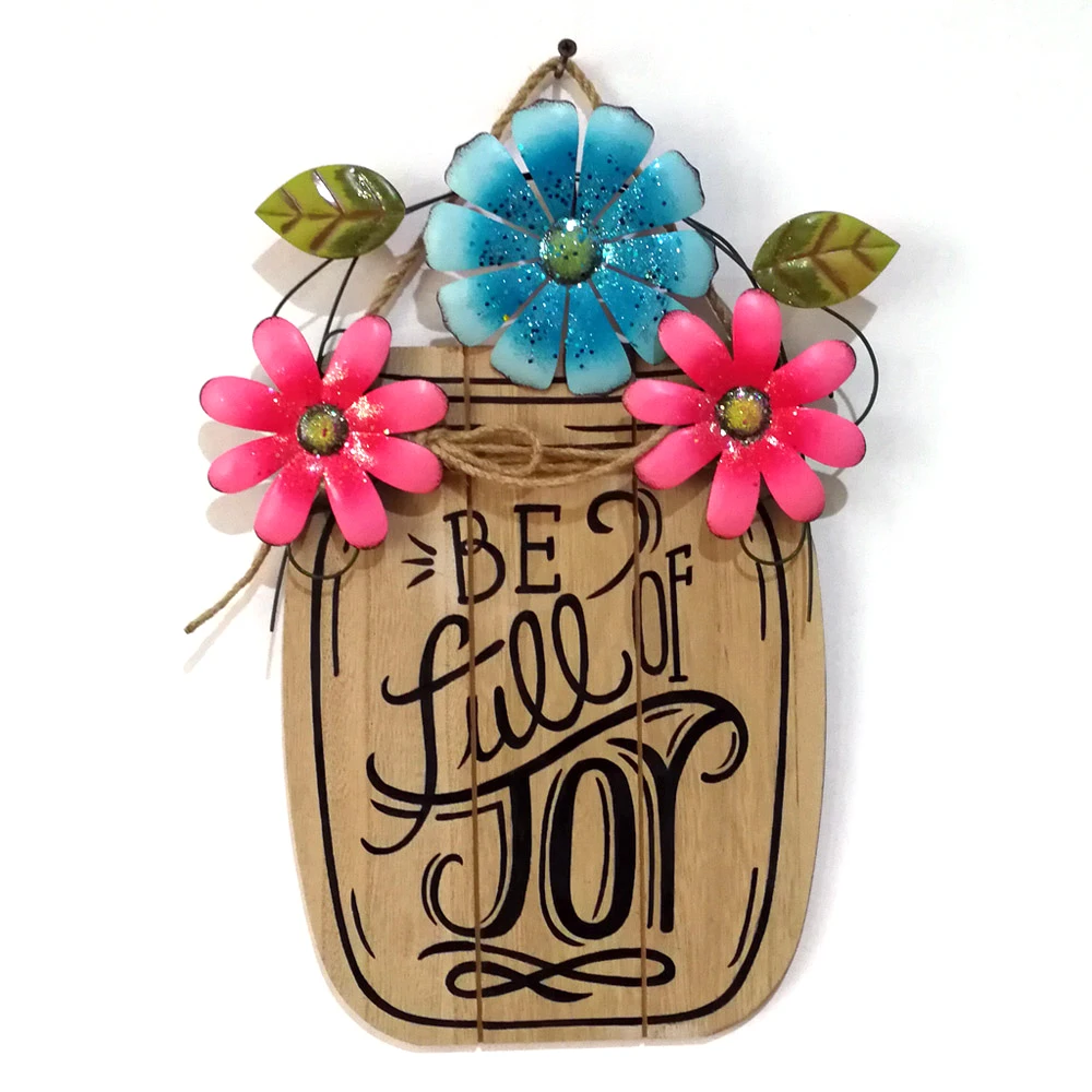 

Wooden Pendant Flower Letter Pattern Door Window Wall Sign Decorative Ornaments For Home Office Cafe Shop School