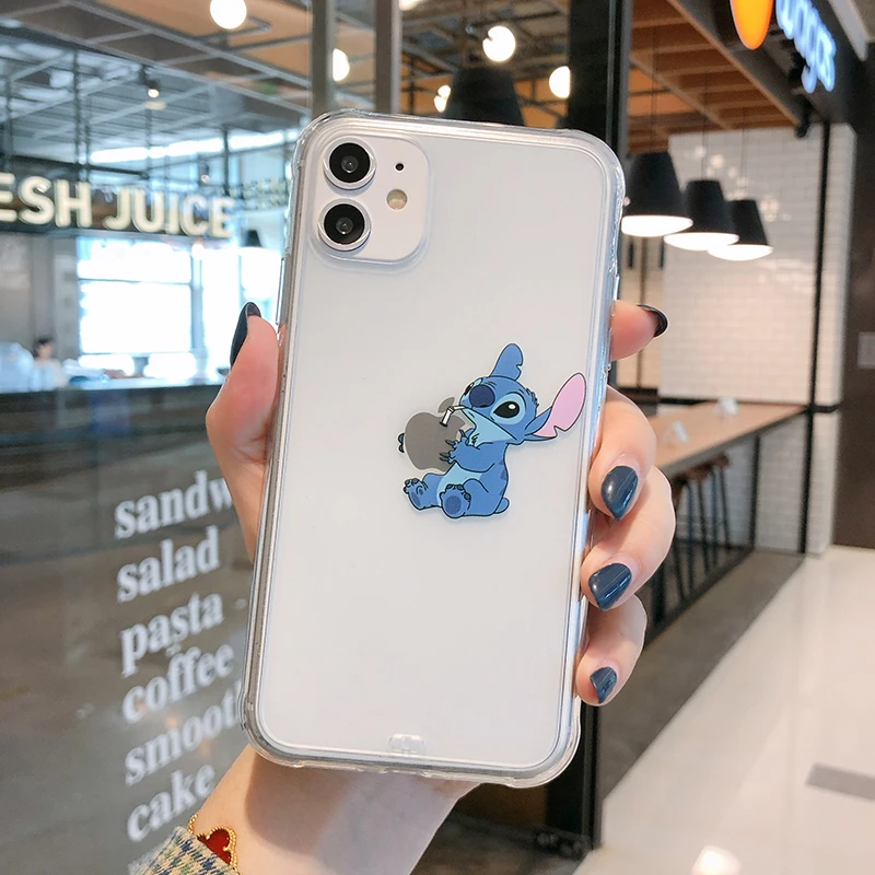 

Disney original phone cover is suitable for iphone 11 case se/7/8P/X/XR/XS/XSMAX/11Pro Stitch transparent phone case