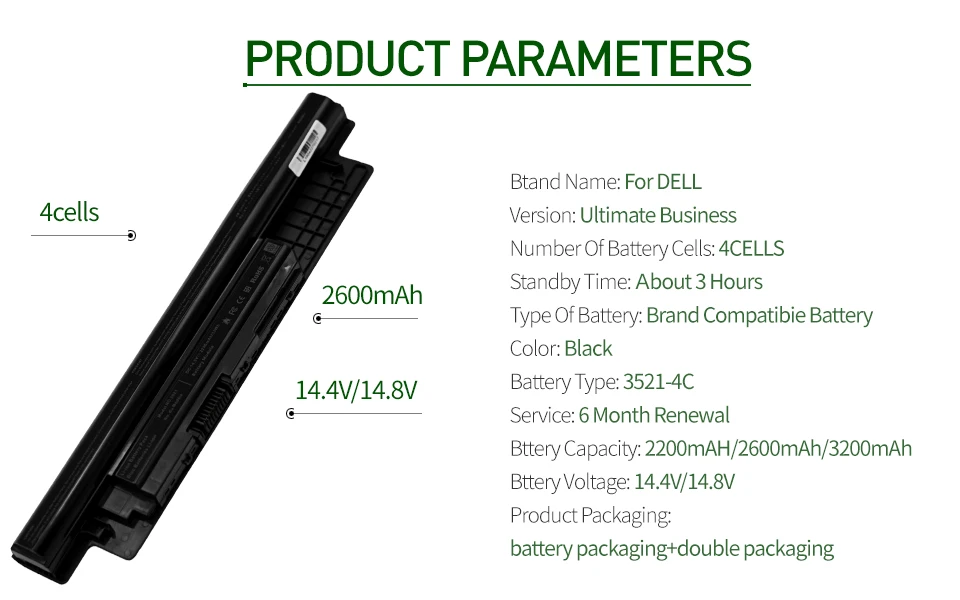 Аккумулятор ApexWay для ноутбука Dell N121Y 6K73M XCMRD YGMTN для Inspiron 3721 3521 серии N3521 3531 RP1F7 для Latitude 3440 3540