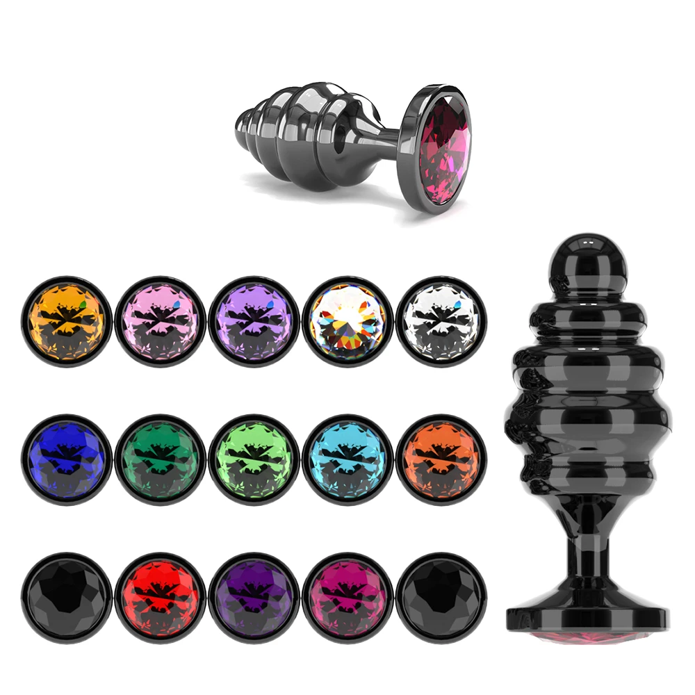 Анальная пробка для пистолета металлическая с винтовой нитью женщин кристаллами