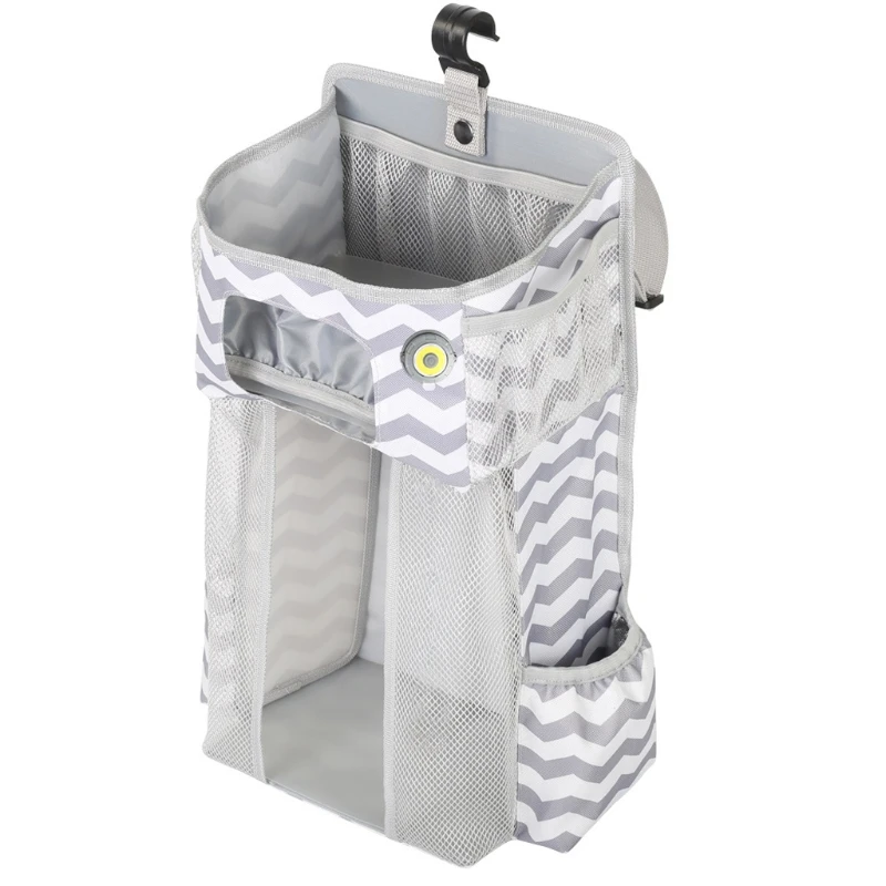 

40JC Led Night Light Baby Storage Organizer Crib Hanging Storage Bag Caddy Organizer for Baby Essentials Bedding Set