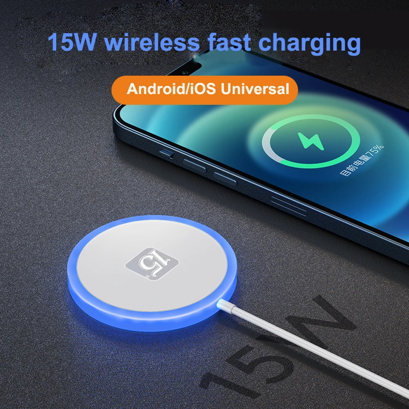 

15W Magnetic Qi Wireless Quick Charging Dock MagSafe Charger with Night Light For iPhone 12 Series