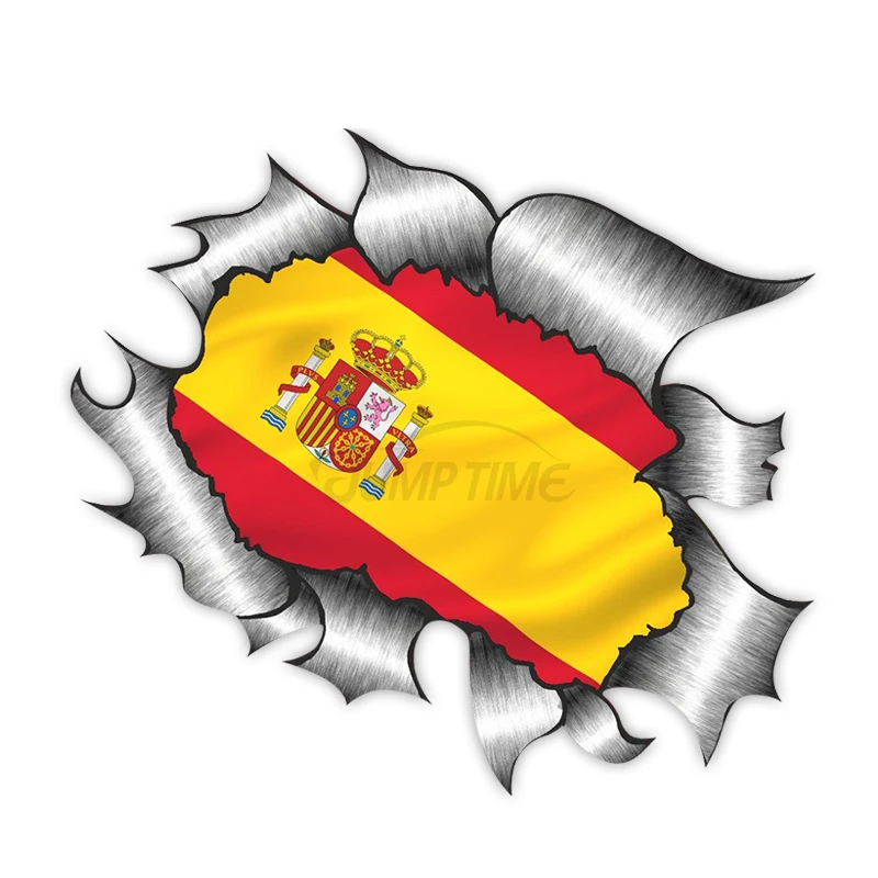 1 шт. рваный металлический дизайн с испанским флагом Виниловая наклейка на