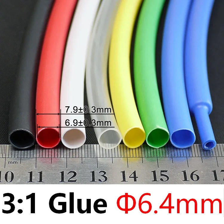 

Diameter 6.4mm Heat Shrink Tubing 3:1 Ratio Dual Wall Thick Glue Waterproof Wire Wrap Insulated Adhesive Lined Cable Sleeve