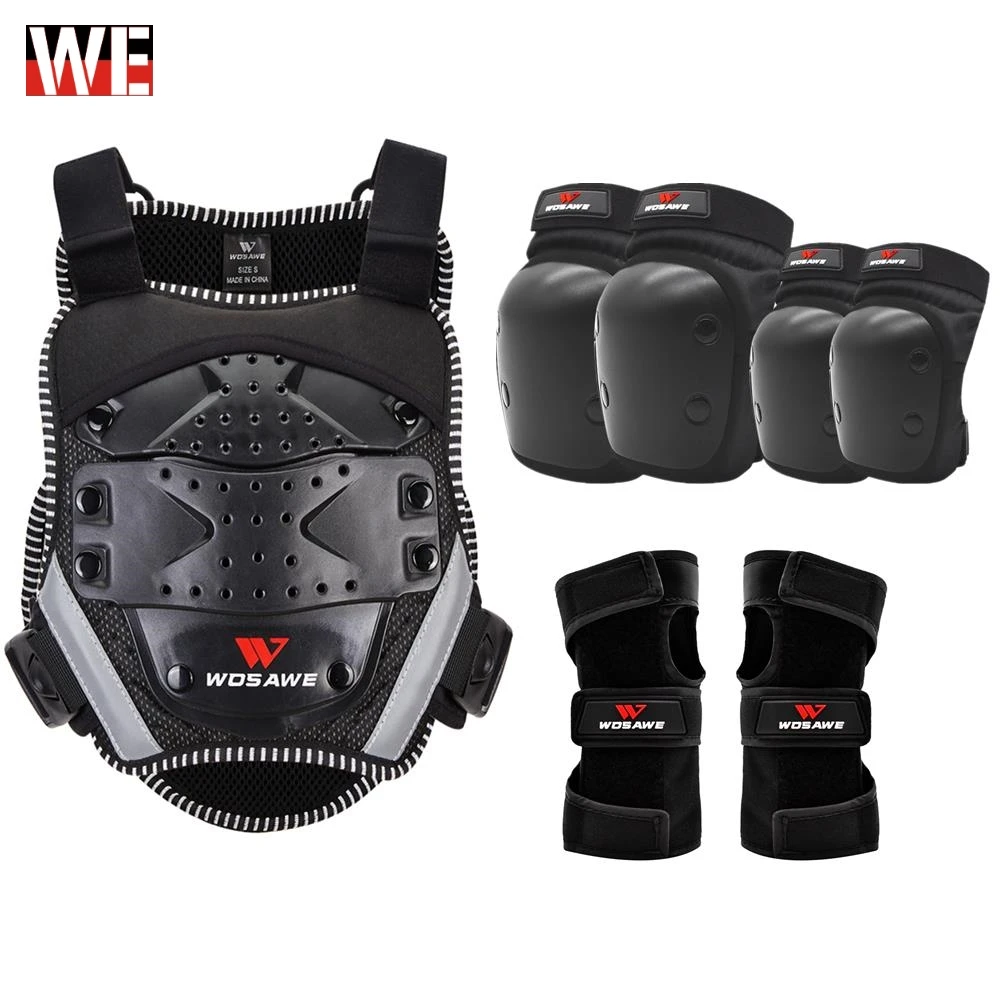 WOSAWE детская мотоциклетная броня куртка защита для тела наколенники мотокросса