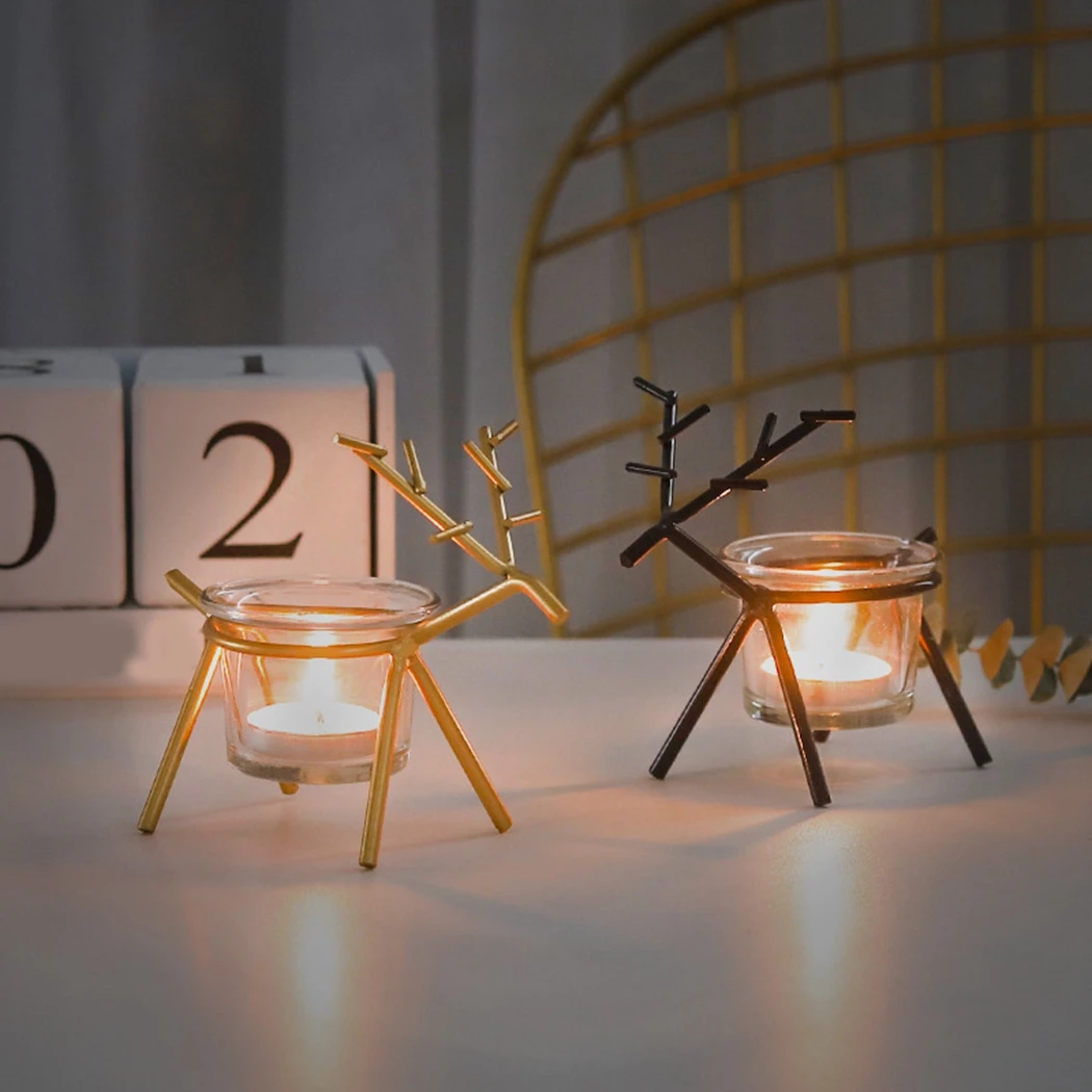 With Cup Cute Deer Shape Candle Stand Tealight Holder Universal For Home Bar Restaurant Decoration Perfect Gifts