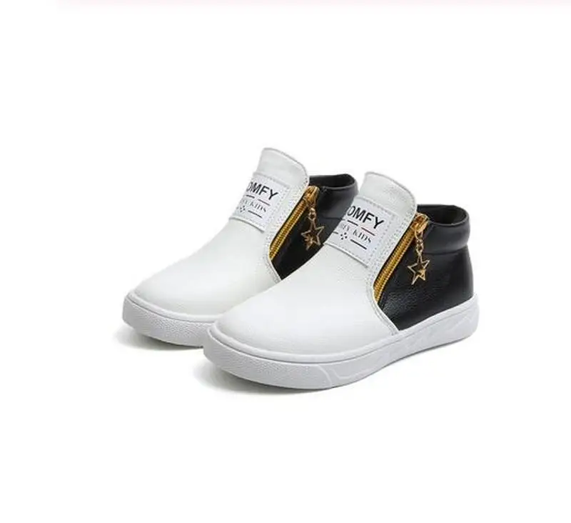 Весенне осенние модные детские ботинки для мальчиков и девочек Кожаные