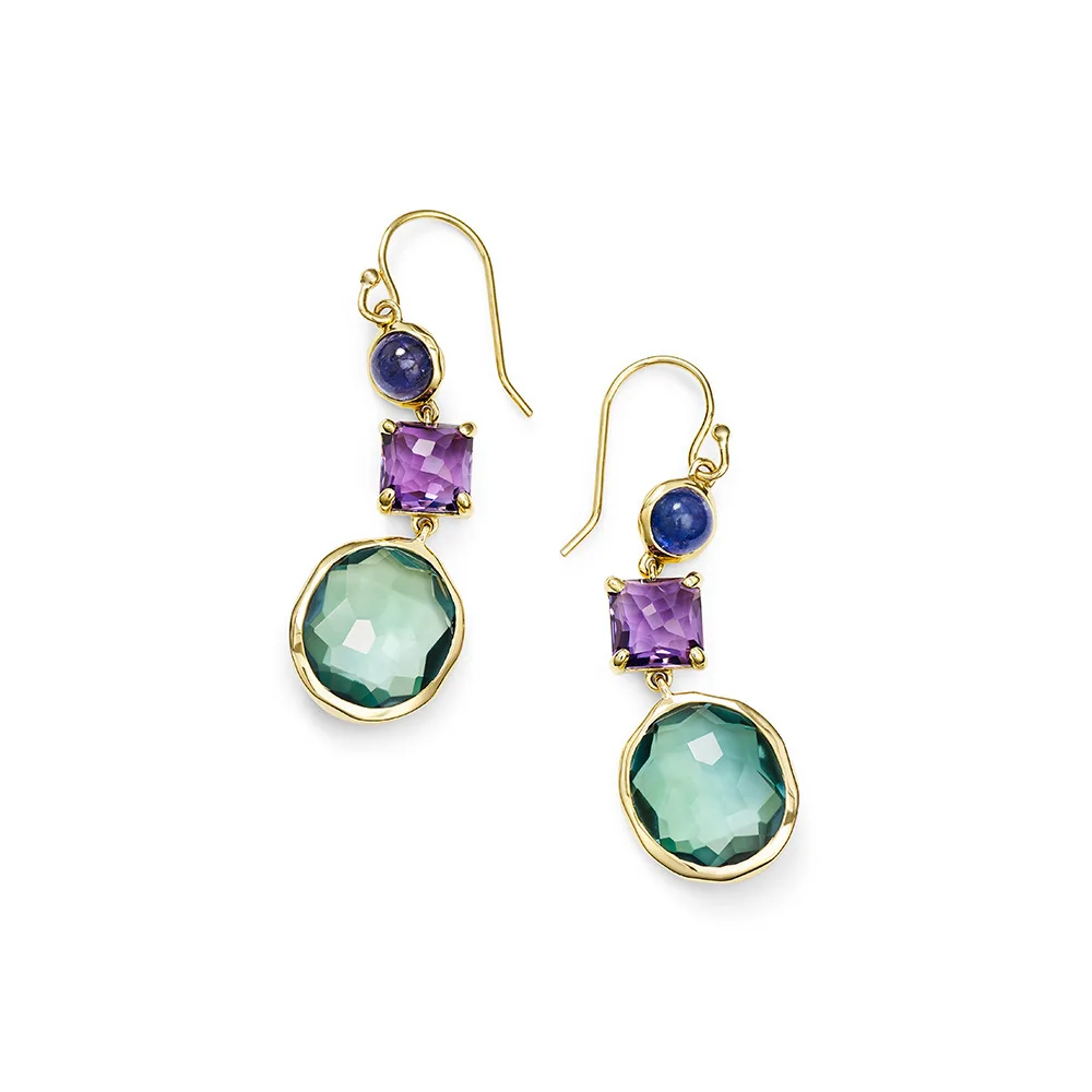 

Europe and America Amazon's new fashion earrings plated with 18k gold and diamonds are amethyst earrings