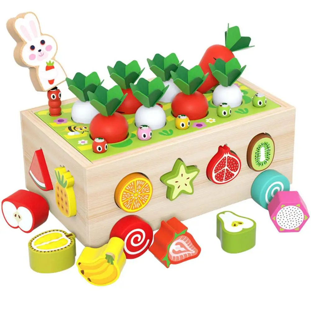 

Shape Size Sorting Toys Farm Harvest Game Rabbit Pulling Radish Catching Worms Game Development Learning Gifts