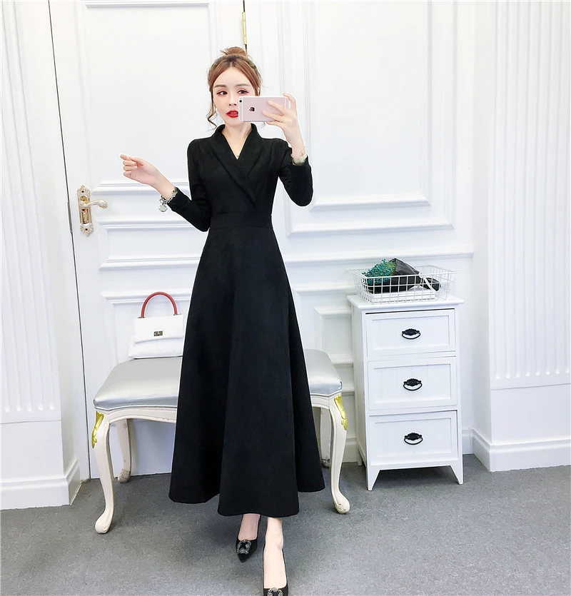 Женское длинное Замшевое платье из искусственной кожи новое модное элегантное