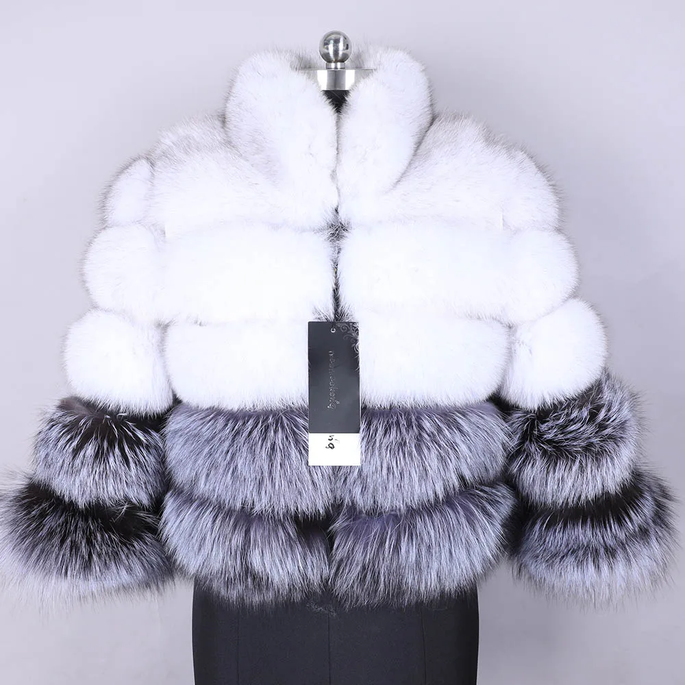 MAOMAOKONG 2022 New Real Fur Coat Women Winter Natural Silver Fox Fur Jacket Luxury Vest Leather Female Clothes enlarge