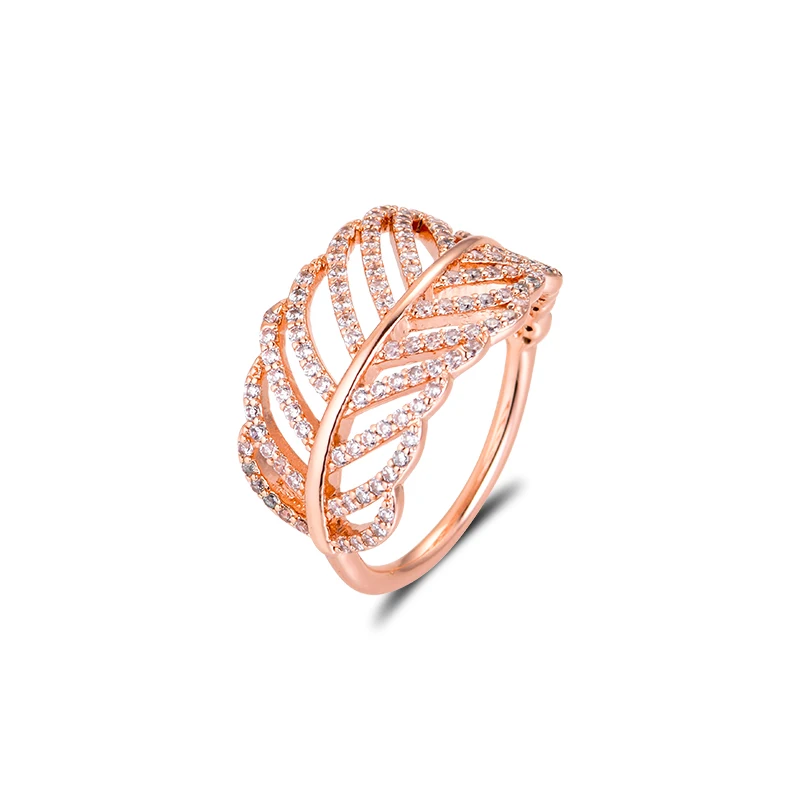 

Rose Light as a Feather Rings 100% 925 Sterling Silver Jewelry For Women Free Shipping
