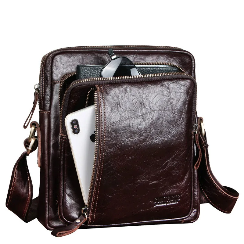 

Сумка-мессенджер мужская из натуральной кожи, повседневный саквояж на плечо с клапаном, роскошный брендовый чемоданчик кросс-боди для Ipad 100%...