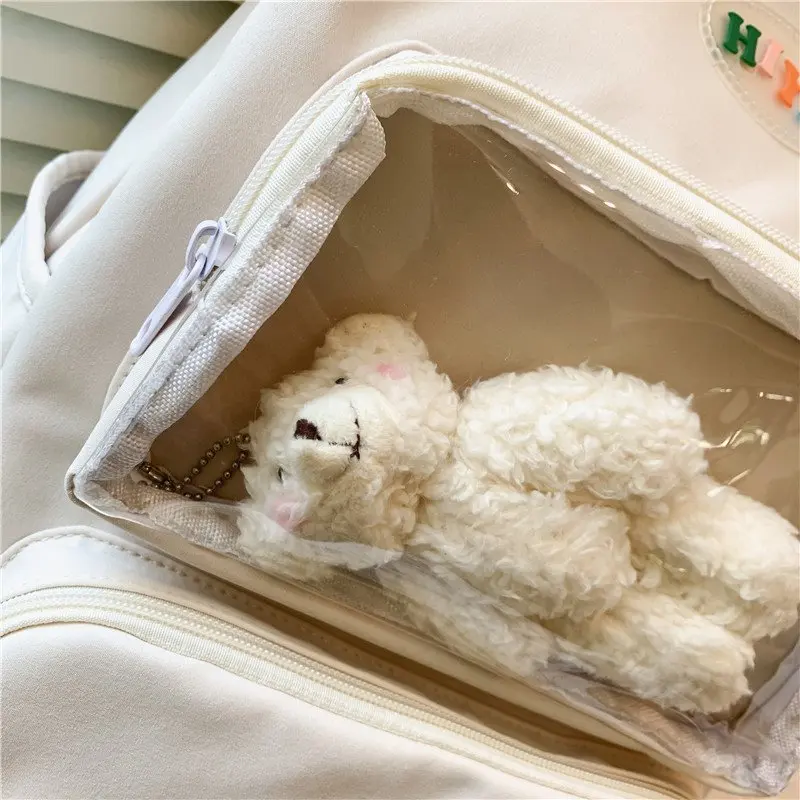 

Kawaii Transparent School Backpack Women Cute Students Schoolbag Female Shoulder Bags for Teenage Girls Preppy Style Backpacks