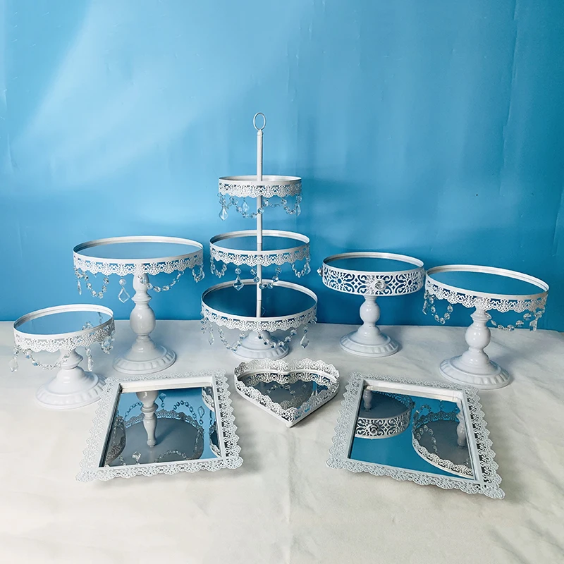 8pcs in set 1-18 шт Торт Стенд набор круглый металлический торт подставки ДЕСЕРТ ДИСПЛЕЙ кекс подставки, белый - Цвет: 8pcs in set