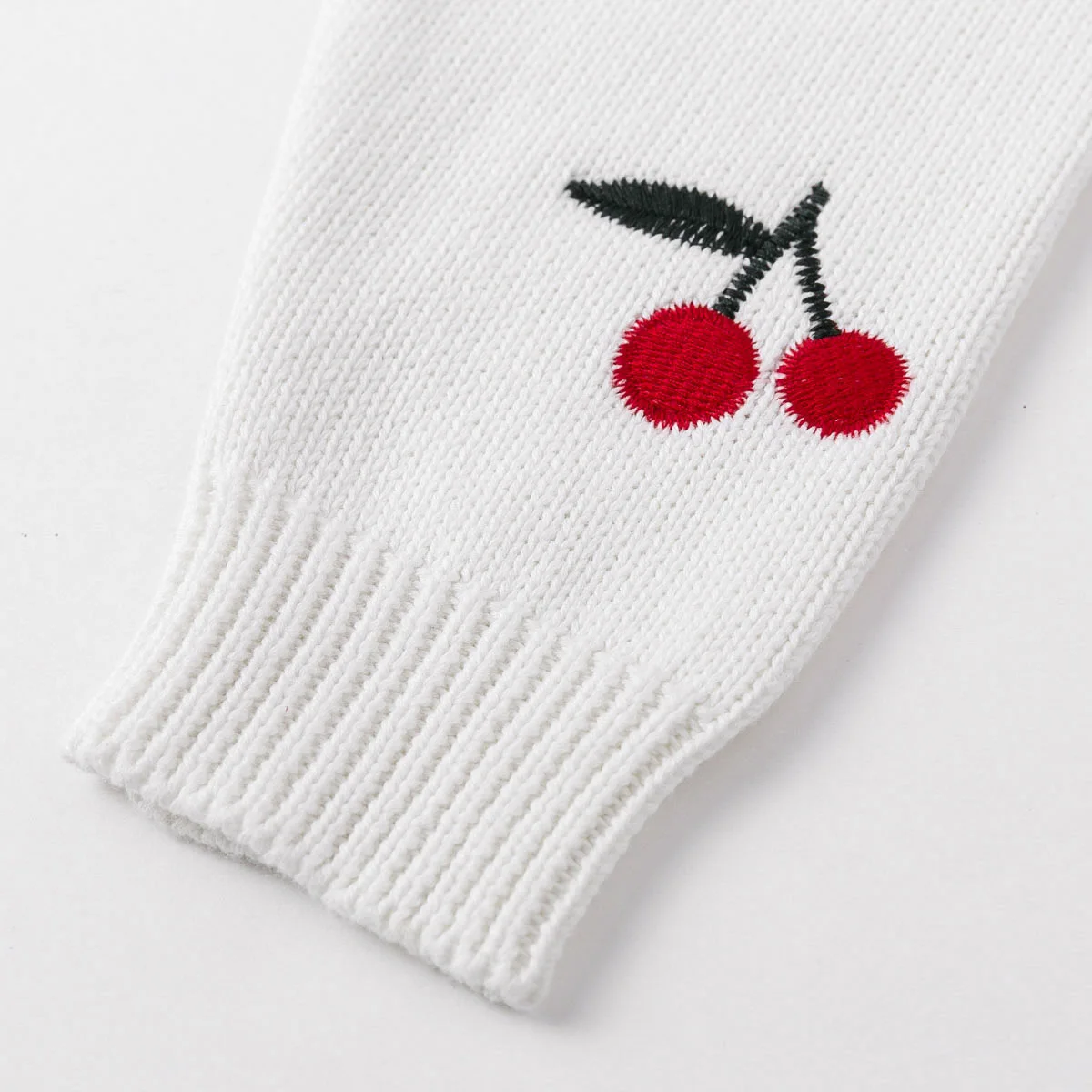 Curipeer Spring Newborn Baby Cardigans Coats White Girls Knitted Outerwear Cherry Embroidery Sweater Clothing Infant Tops |