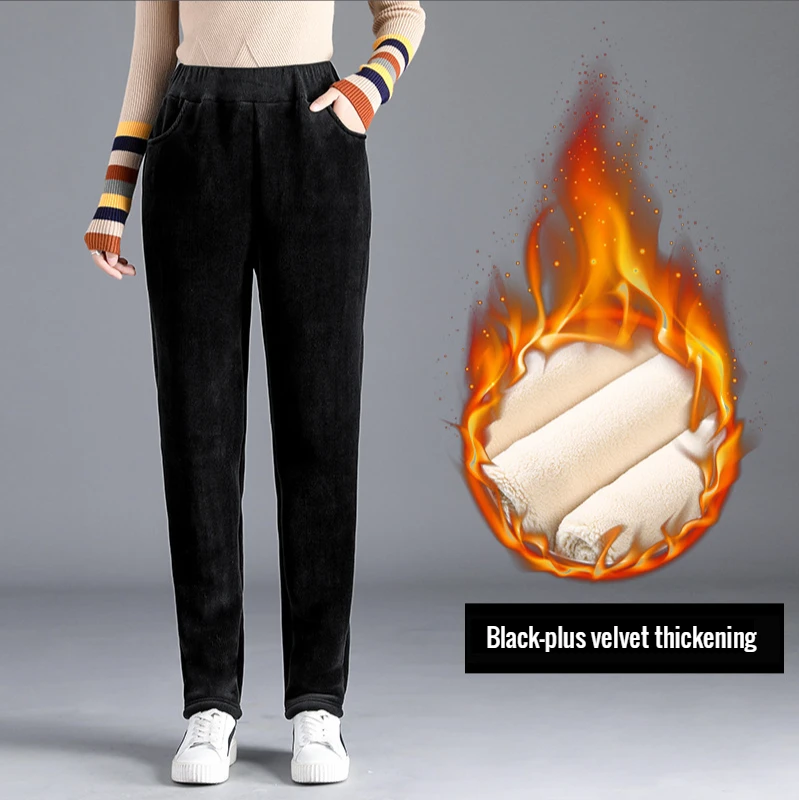 Брюки женские вельветовые утепленные с высокой талией на осень/зиму | Спорт и
